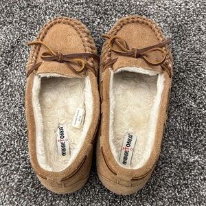 Minnetonka Kids Brown Suede Slippers